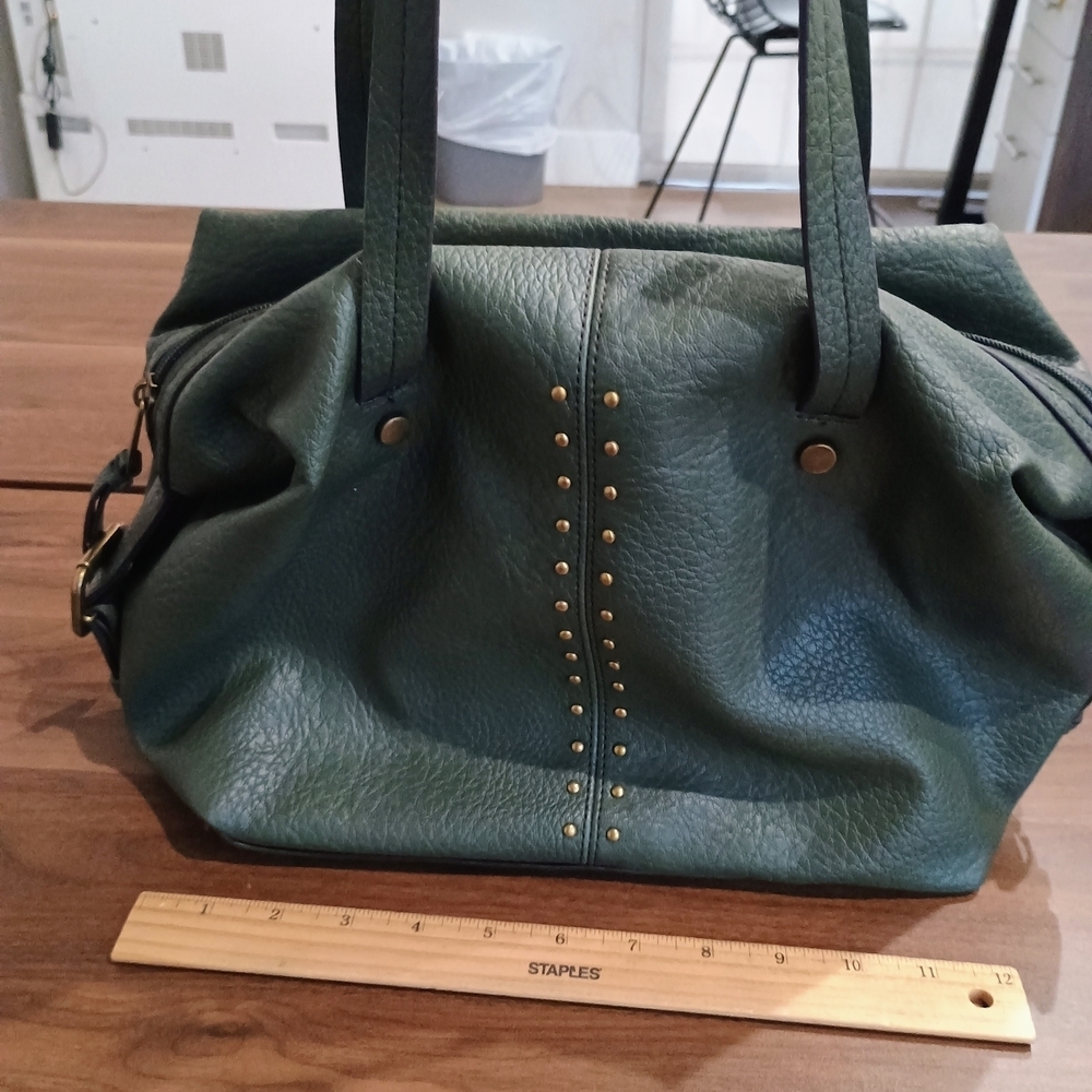a.n.a Teal Leather Shoulder Bag with Gold Accents